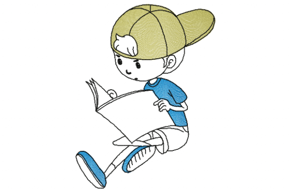 Boy Reading Embroidery Design