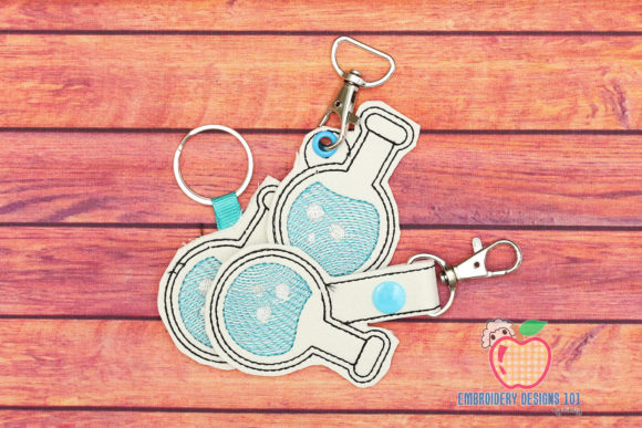 Chemist Beaker ITH Keyfob Design Review for Small Business Merch